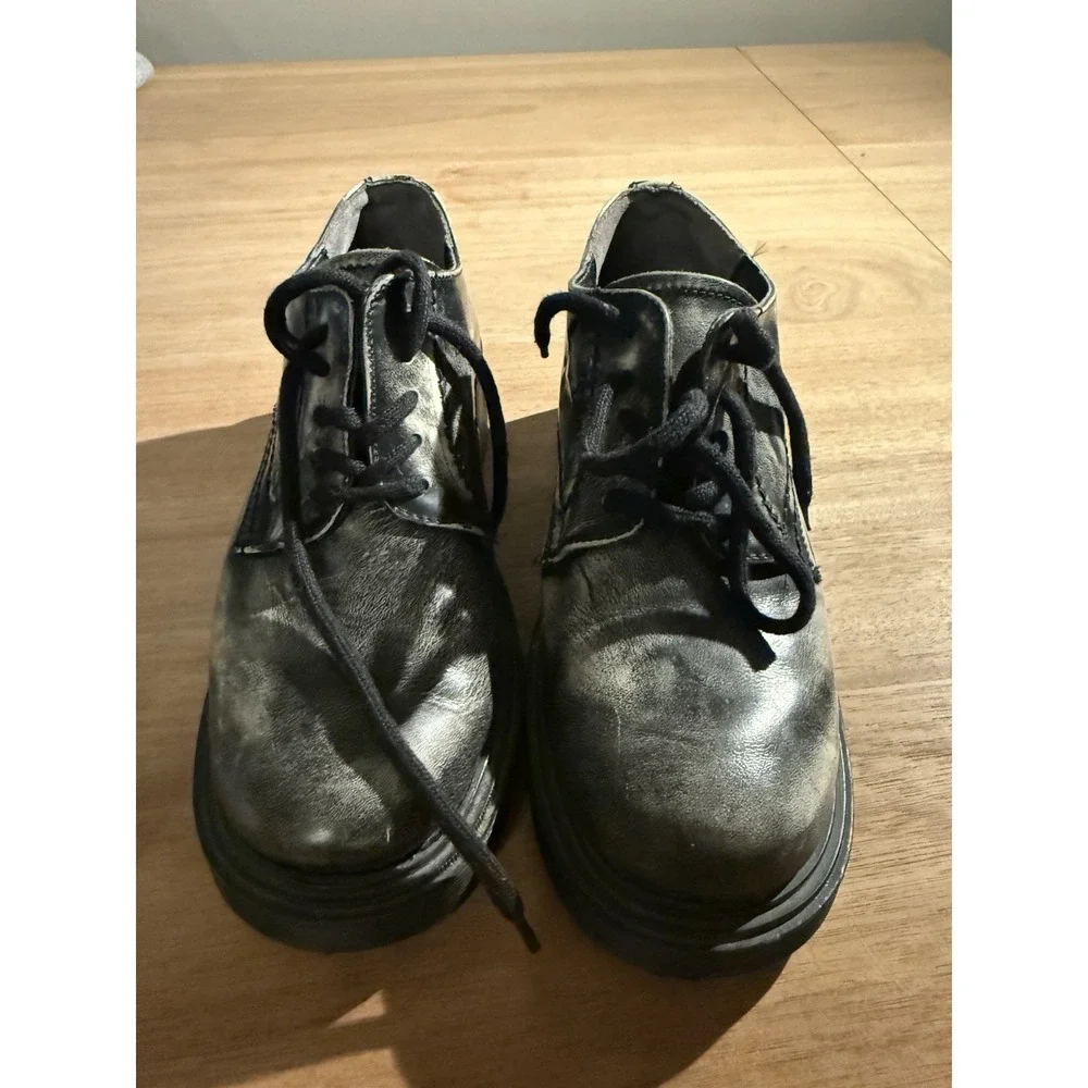 Vintage Steve Madden Bali 90s Platform Oxford Shoes Sz 8 Distressed Black Grunge